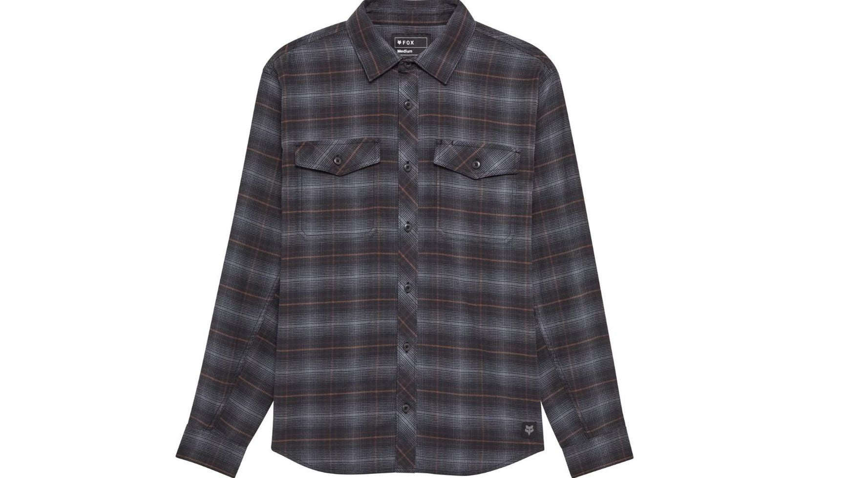 Das FOX SURVIVALIST STRETCH FLANNELL LS ist ein langärmeliges, geknöpftes Hemd mit schwarzem, grauem und rotem Karomuster, zwei Brusttaschen mit Knopfklappen, einem kleinen Logo in der Nähe des Saums und bietet funktionellen Komfort.
