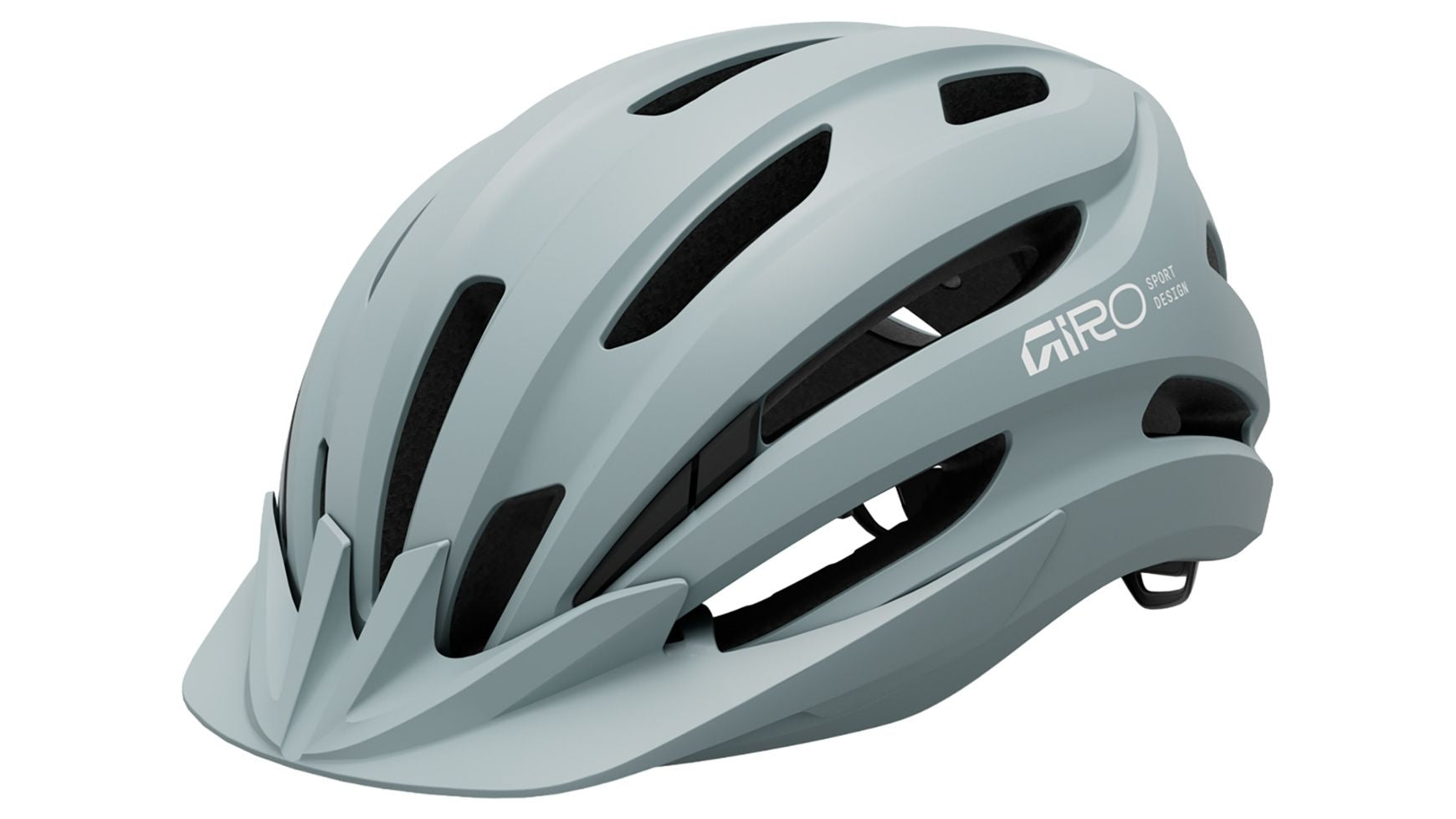 Der GIRO Giro Register II W ist ein hellgrauer In-Mold-Helm für Erwachsene, der mit mehreren Belüftungsschlitzen, einem kleinen Frontvisier und einem verstellbaren Rückengurt ausgestattet ist - perfekt für Radfahrer, die Komfort und Sicherheit suchen.