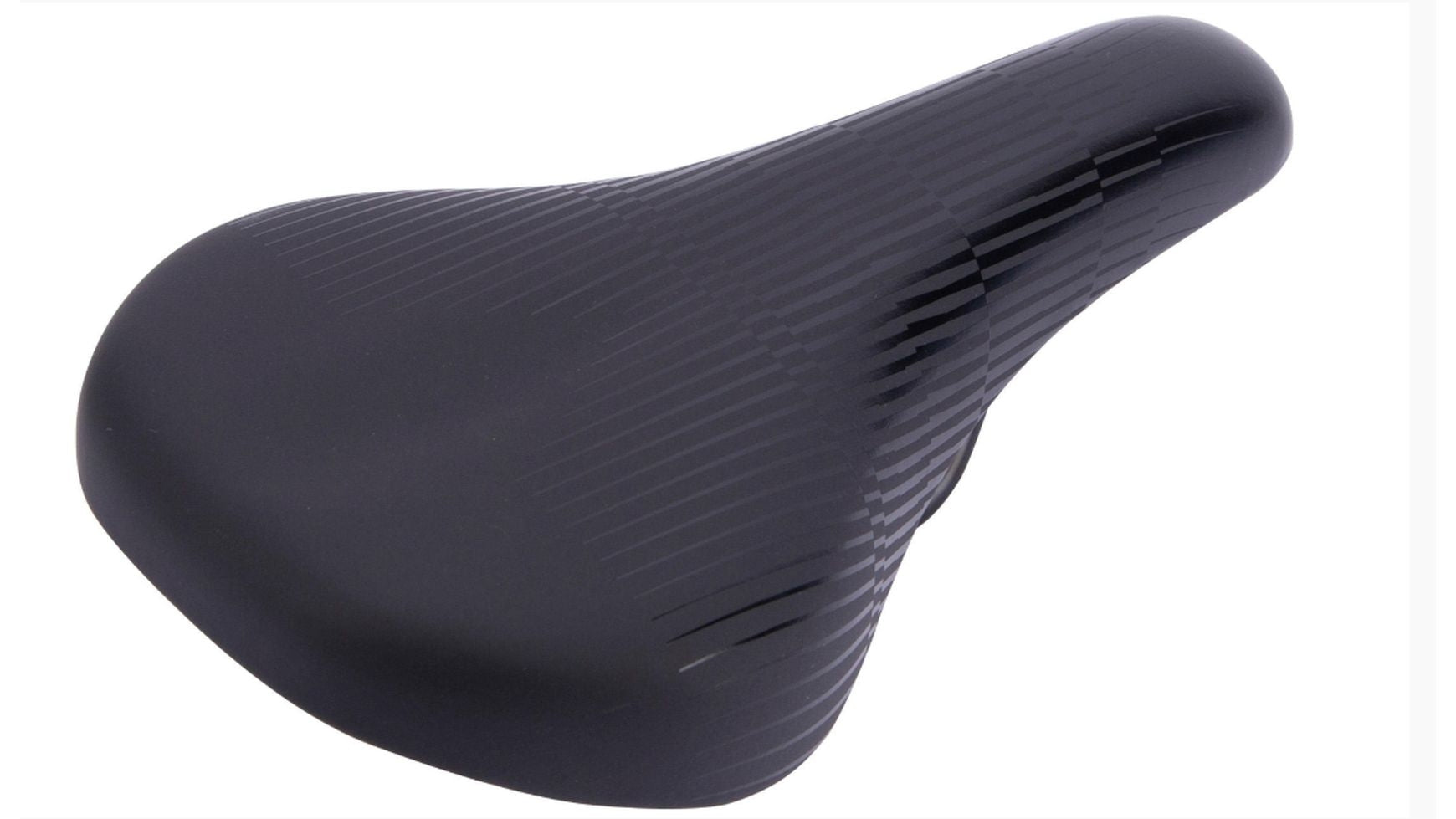 Der SELLE ROYAL Kinder-/Jugendsattel ist ein schwarzer Fahrradsattel mit einer leicht strukturierten, glänzenden Oberfläche und einem schlanken, ergonomischen Design – ideal als bequemer Jugendsattel oder Kinderfahrradsattel.